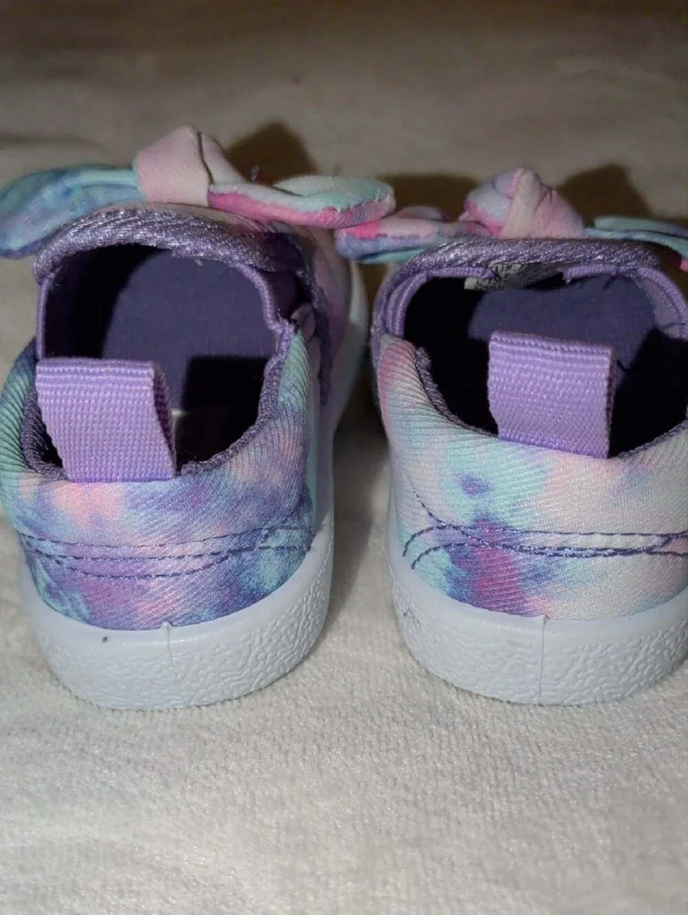 Laura Ashley Pastel Tie-Dye Pink Purple Blue Slip-On Baby Shoes with Bow